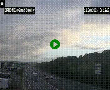 Webcam routière sur N338 à hauteur de Grand-Quevilly en périphérie de Rouen. Vue orientée vers Rouen