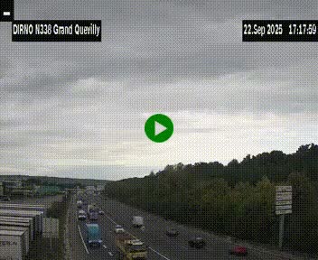 Webcam routière sur N338 à hauteur de Grand-Quevilly en périphérie de Rouen. Vue orientée vers Rouen