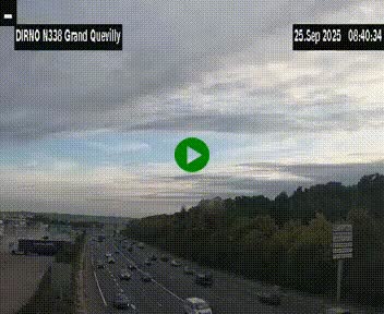 Webcam routière sur N338 à hauteur de Grand-Quevilly en périphérie de Rouen. Vue orientée vers Rouen