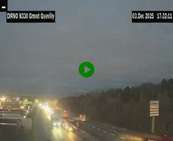 Webcam routière sur N338 à hauteur de Grand-Quevilly en périphérie de Rouen. Vue orientée vers Rouen
