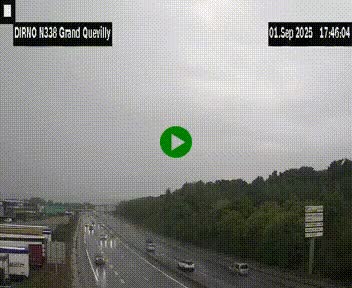 Webcam routière sur N338 à hauteur de Grand-Quevilly en périphérie de Rouen. Vue orientée vers Rouen