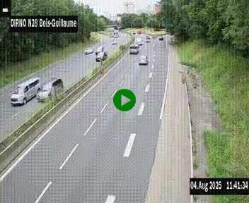 Webcam routière à hauteur de Bois-Guillaume en périphérie de Rouen. Vue orientée vers Rouen
