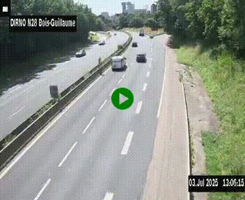 <h2>Webcam routière à hauteur de Bois-Guillaume en périphérie de Rouen. Vue orientée vers Rouen</h2>