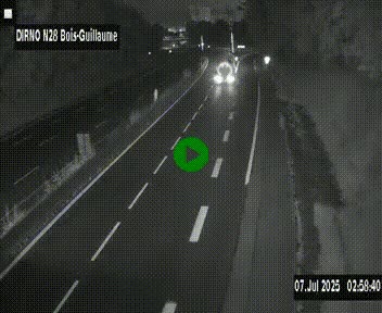 Webcam routière à hauteur de Bois-Guillaume en périphérie de Rouen. Vue orientée vers Rouen