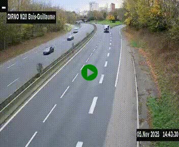 <h2>Webcam routière à hauteur de Bois-Guillaume en périphérie de Rouen. Vue orientée vers Rouen</h2>