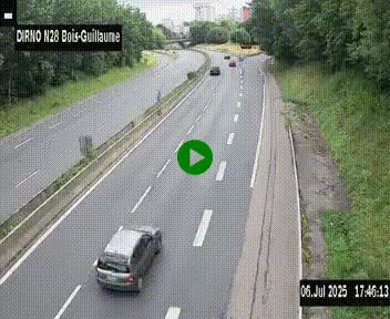 <h2>Webcam routière à hauteur de Bois-Guillaume en périphérie de Rouen. Vue orientée vers Rouen</h2>