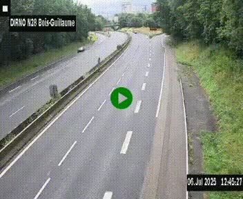 Webcam routière à hauteur de Bois-Guillaume en périphérie de Rouen. Vue orientée vers Rouen