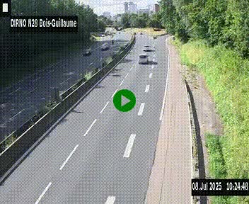 Webcam routière à hauteur de Bois-Guillaume en périphérie de Rouen. Vue orientée vers Rouen