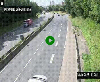 Webcam routière à hauteur de Bois-Guillaume en périphérie de Rouen. Vue orientée vers Rouen