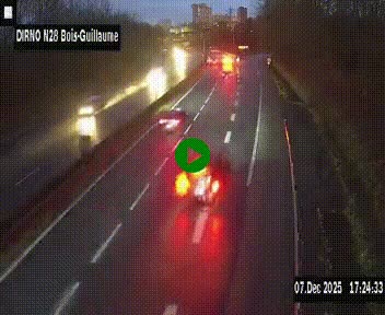 <h2>Webcam routière à hauteur de Bois-Guillaume en périphérie de Rouen. Vue orientée vers Rouen</h2>