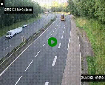 <h2>Webcam routière à hauteur de Bois-Guillaume en périphérie de Rouen. Vue orientée vers Rouen</h2>