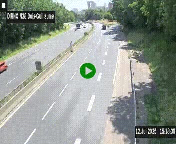 <h2>Webcam routière à hauteur de Bois-Guillaume en périphérie de Rouen. Vue orientée vers Rouen</h2>