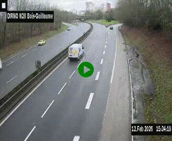 Webcam routière à hauteur de Bois-Guillaume en périphérie de Rouen. Vue orientée vers Rouen