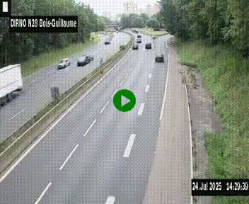 <h2>Webcam routière à hauteur de Bois-Guillaume en périphérie de Rouen. Vue orientée vers Rouen</h2>