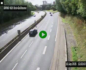 <h2>Webcam routière à hauteur de Bois-Guillaume en périphérie de Rouen. Vue orientée vers Rouen</h2>