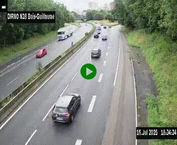 <h2>Webcam routière à hauteur de Bois-Guillaume en périphérie de Rouen. Vue orientée vers Rouen</h2>