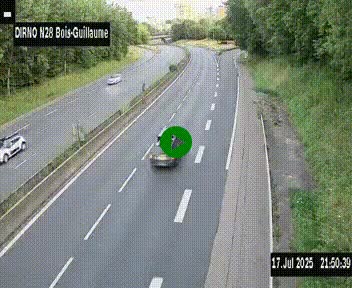 <h2>Webcam routière à hauteur de Bois-Guillaume en périphérie de Rouen. Vue orientée vers Rouen</h2>