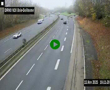 Webcam routière à hauteur de Bois-Guillaume en périphérie de Rouen. Vue orientée vers Rouen