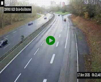 <h2>Webcam routière à hauteur de Bois-Guillaume en périphérie de Rouen. Vue orientée vers Rouen</h2>