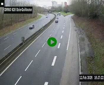 Webcam routière à hauteur de Bois-Guillaume en périphérie de Rouen. Vue orientée vers Rouen