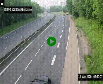 <h2>Webcam routière à hauteur de Bois-Guillaume en périphérie de Rouen. Vue orientée vers Rouen</h2>