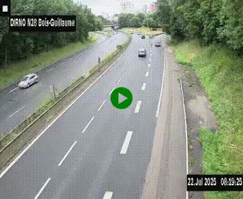 <h2>Webcam routière à hauteur de Bois-Guillaume en périphérie de Rouen. Vue orientée vers Rouen</h2>