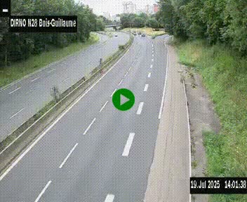<h2>Webcam routière à hauteur de Bois-Guillaume en périphérie de Rouen. Vue orientée vers Rouen</h2>