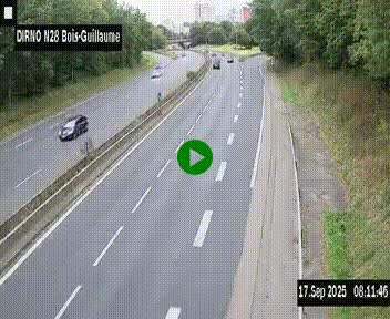 <h2>Webcam routière à hauteur de Bois-Guillaume en périphérie de Rouen. Vue orientée vers Rouen</h2>