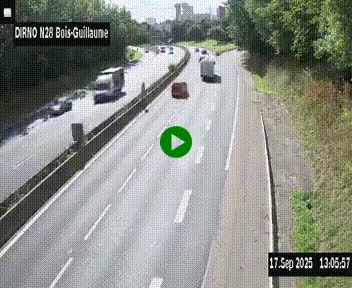 <h2>Webcam routière à hauteur de Bois-Guillaume en périphérie de Rouen. Vue orientée vers Rouen</h2>