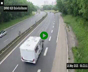 <h2>Webcam routière à hauteur de Bois-Guillaume en périphérie de Rouen. Vue orientée vers Rouen</h2>
