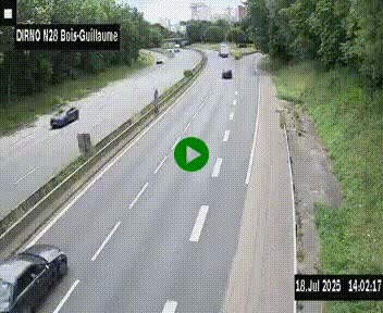 <h2>Webcam routière à hauteur de Bois-Guillaume en périphérie de Rouen. Vue orientée vers Rouen</h2>