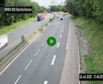 <h2>Webcam routière à hauteur de Bois-Guillaume en périphérie de Rouen. Vue orientée vers Rouen</h2>