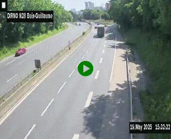 <h2>Webcam routière à hauteur de Bois-Guillaume en périphérie de Rouen. Vue orientée vers Rouen</h2>
