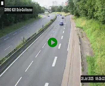 <h2>Webcam routière à hauteur de Bois-Guillaume en périphérie de Rouen. Vue orientée vers Rouen</h2>