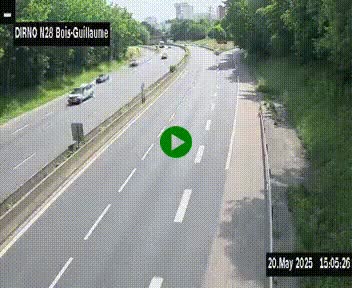 <h2>Webcam routière à hauteur de Bois-Guillaume en périphérie de Rouen. Vue orientée vers Rouen</h2>