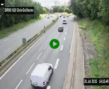 <h2>Webcam routière à hauteur de Bois-Guillaume en périphérie de Rouen. Vue orientée vers Rouen</h2>