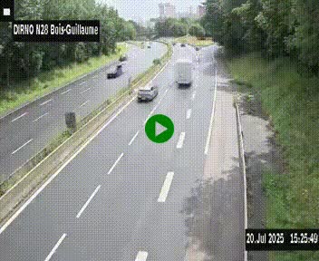 <h2>Webcam routière à hauteur de Bois-Guillaume en périphérie de Rouen. Vue orientée vers Rouen</h2>