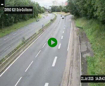 <h2>Webcam routière à hauteur de Bois-Guillaume en périphérie de Rouen. Vue orientée vers Rouen</h2>