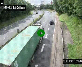 <h2>Webcam routière à hauteur de Bois-Guillaume en périphérie de Rouen. Vue orientée vers Rouen</h2>