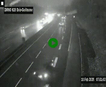 Webcam routière à hauteur de Bois-Guillaume en périphérie de Rouen. Vue orientée vers Rouen