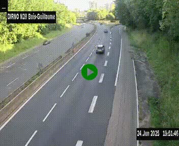 <h2>Webcam routière à hauteur de Bois-Guillaume en périphérie de Rouen. Vue orientée vers Rouen</h2>