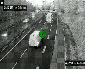 Webcam routière à hauteur de Bois-Guillaume en périphérie de Rouen. Vue orientée vers Rouen