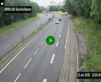 <h2>Webcam routière à hauteur de Bois-Guillaume en périphérie de Rouen. Vue orientée vers Rouen</h2>
