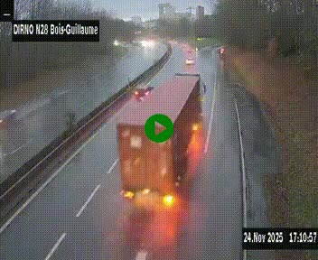 <h2>Webcam routière à hauteur de Bois-Guillaume en périphérie de Rouen. Vue orientée vers Rouen</h2>