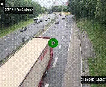 <h2>Webcam routière à hauteur de Bois-Guillaume en périphérie de Rouen. Vue orientée vers Rouen</h2>