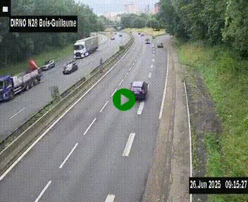 <h2>Webcam routière à hauteur de Bois-Guillaume en périphérie de Rouen. Vue orientée vers Rouen</h2>