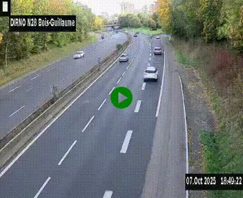 Webcam routière à hauteur de Bois-Guillaume en périphérie de Rouen. Vue orientée vers Rouen