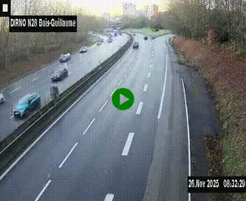 <h2>Webcam routière à hauteur de Bois-Guillaume en périphérie de Rouen. Vue orientée vers Rouen</h2>