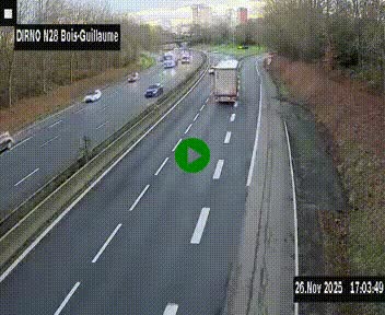 <h2>Webcam routière à hauteur de Bois-Guillaume en périphérie de Rouen. Vue orientée vers Rouen</h2>