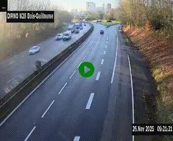 <h2>Webcam routière à hauteur de Bois-Guillaume en périphérie de Rouen. Vue orientée vers Rouen</h2>